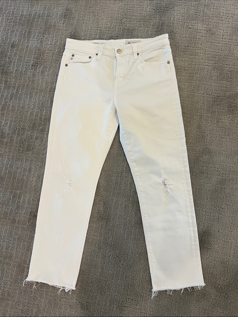 AG Adriano Goldschmied White Straight Leg Jeans